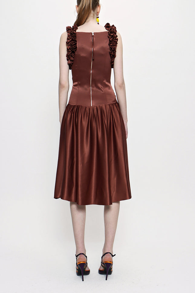 Brown Sleeveless slim fit dress 93901
