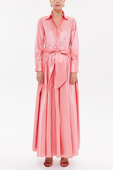 Pink Tie-front maxi dress 92882