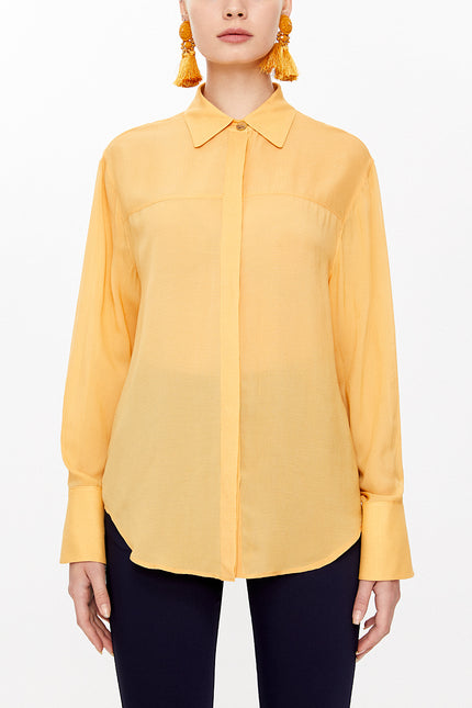 Mustard Wide cut, striped shirt 10731