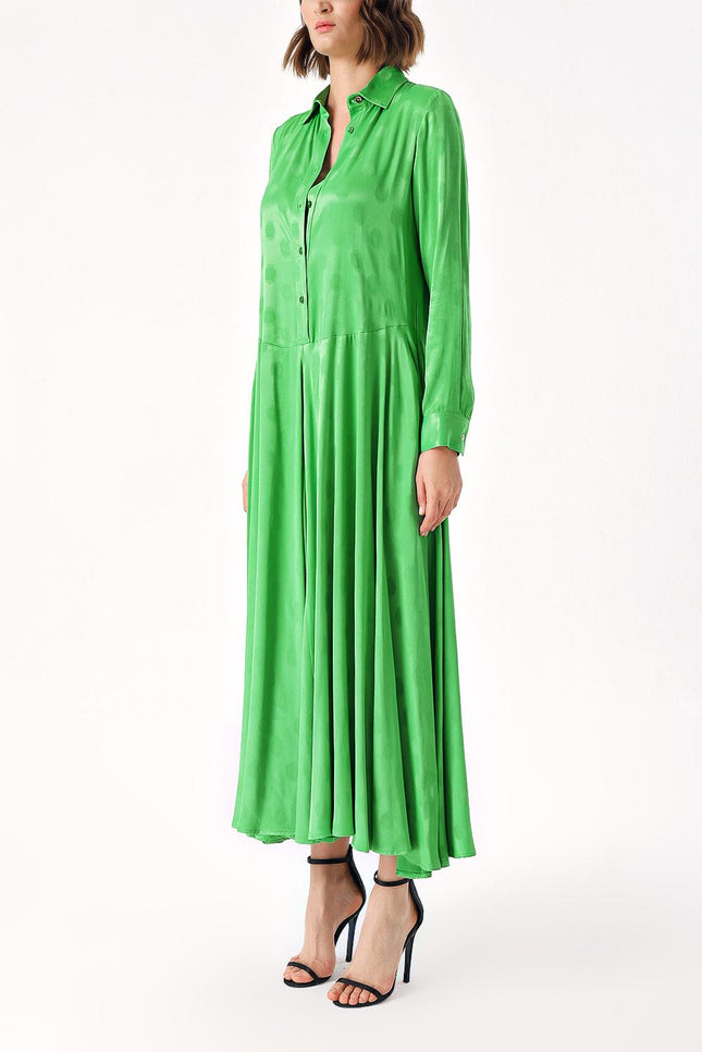 Yeşil Bol kesim uzun elbise 94306