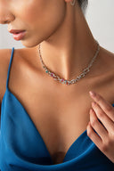 Gümüş Halka ve renkli taş detaylı 925 ayar gümüş kolye 08