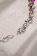 Gümüş Halka ve renkli taş detaylı 925 ayar gümüş kolye 08