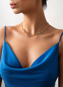 Altın Halka ve renkli taş detaylı 925 ayar gümüş kolye 08