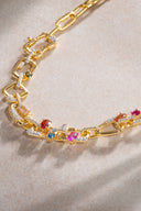 Altın Halka ve renkli taş detaylı 925 ayar gümüş kolye 08