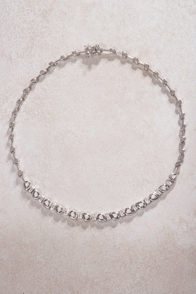 Silver 925 sterling silver asymmetric stone detailed necklace 11