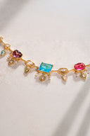 Altın Renkli kristal taş detaylı 925 ayar gümüş kolye 13