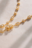 Altın Renkli kristal taş detaylı 925 ayar gümüş kolye 13