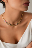 Altın Renkli kristal taşlı sivri uçlu 925 ayar gümüş kolye 16