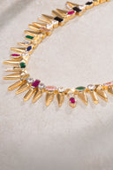 Altın Renkli kristal taşlı sivri uçlu 925 ayar gümüş kolye 16