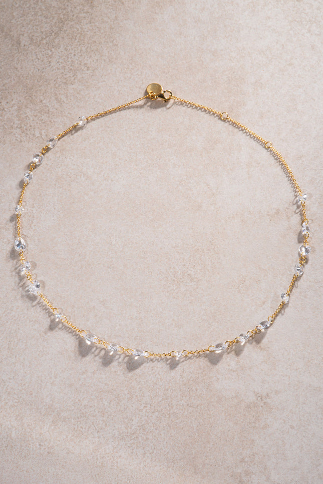 Gold 925 sterling silver necklace with sparkling stone details 53