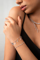 Gümüş Kristal taşlı ve ışıltı detaylı 925 ayar gümüş bileklik 54