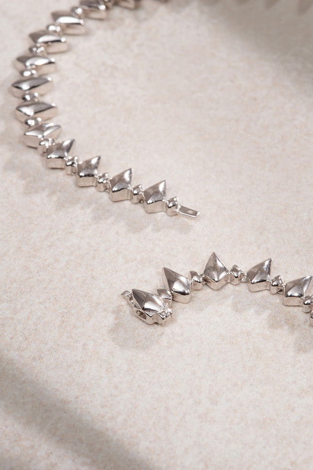 Silver Sharp pointed shiny 925 sterling silver necklace 15