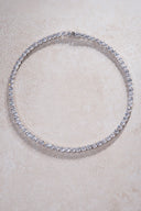 Gümüş Kristal taş detaylı 925 ayar su yolu gümüş kolye 80