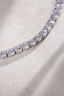 Gümüş Kristal taş detaylı 925 ayar su yolu gümüş kolye 80