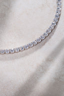 Gümüş Kristal taş detaylı 925 ayar su yolu gümüş kolye 81