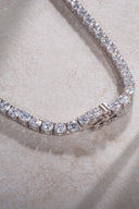 Gümüş Kristal taş detaylı 925 ayar su yolu gümüş kolye 84