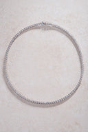 Gümüş Kristal taş detaylı 925 ayar su yolu gümüş kolye 85