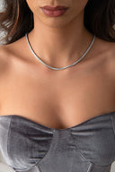 Gümüş Kristal taş detaylı 925 ayar su yolu gümüş kolye 86