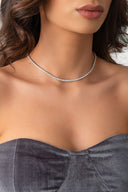 Gümüş Kristal taş detaylı 925 ayar su yolu gümüş kolye 87