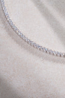 Gümüş Kristal taş detaylı 925 ayar su yolu gümüş kolye 87