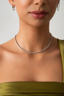 Gümüş Kristal taş detaylı 925 ayar su yolu gümüş kolye 88