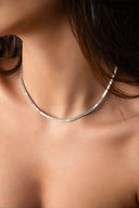 Gümüş Kristal taş detaylı 925 ayar su yolu gümüş kolye 89