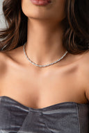 Gümüş Kristal taş detaylı 925 ayar su yolu gümüş kolye 90