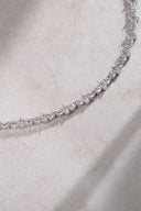 Gümüş Kristal taş detaylı 925 ayar su yolu gümüş kolye 90