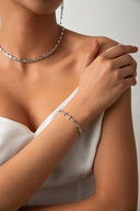 Gümüş Baget ve kristal taş detaylı 925 ayar gümüş bileklik 21