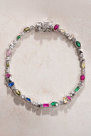 Gümüş Renkli kristal taş detaylı 925 ayar gümüş bileklik 25