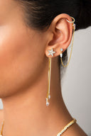 Altın Yıldız ve taş detaylı 925 ayar gümüş küpe 32