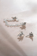 Gümüş Yaprak ve kristal taş detaylı 925 ayar gümüş küpe 33