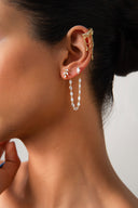 Altın Yaprak ve kristal taş detaylı 925 ayar gümüş küpe 33