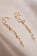 Gold Long and dangling crystal stone detailed 925 sterling silver earrings 34