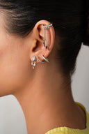 Silver 925 sterling silver hoop and crystal stone detailed earrings pair 38