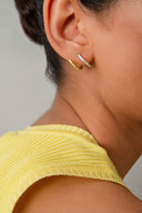 Altın Halka ve kristal taş detaylı ikili 925 ayar gümüş küpe 38