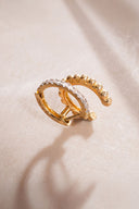 Altın Halka ve kristal taş detaylı ikili 925 ayar gümüş küpe 38