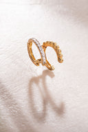 Altın Halka ve kristal taş detaylı ikili 925 ayar gümüş küpe 38