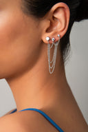 Gümüş Kristal taşlı zincir detaylı 925 ayar gümüş küpe 41