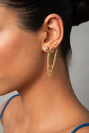 Altın Kristal taşlı zincir detaylı 925 ayar gümüş küpe 41