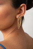 Altın Kristal taşlı zincir detaylı 925 ayar gümüş küpe 41