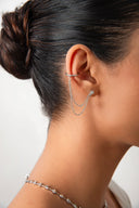 Gümüş Kristal taş detaylı çift zincirli 925 ayar gümüş küpe 43