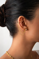 Altın Kristal taş detaylı çift zincirli 925 ayar gümüş küpe 43