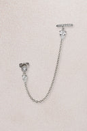 Gümüş Kristal taş detaylı tek zincirli 925 ayar gümüş küpe 44