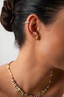 Altın Zincirli ve kristal taş detaylı 925 ayar gümüş kıkırdak küpe 46