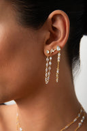 Altın Damla ve kristal taş detaylı 925 ayar gümüş küpe 59