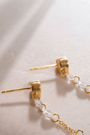 Altın Damla ve kristal taş detaylı 925 ayar gümüş küpe 59