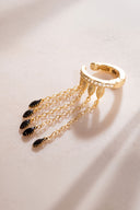 Altın Siyah taş zincirli ve kristal taş detaylı 925 ayar gümüş kıkırdak küpe 63