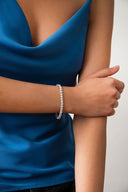 Gümüş Kristal taş detaylı 925 ayar su yolu gümüş bileklik 69