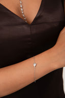 Gümüş Taş detaylı ince zincir tasarımlı 925 ayar gümüş bileklik 113